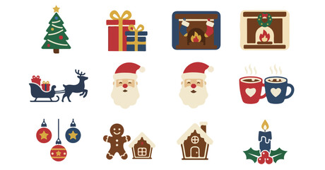 Fototapeta premium Festive Christmas Icons Collection for Holiday Design