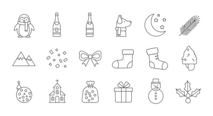 Festive Holiday Icons A Collection of Christmas and Winter Symbols