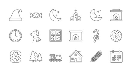 Festive Winter Icons A Collection of Holiday Symbols for Design Projects