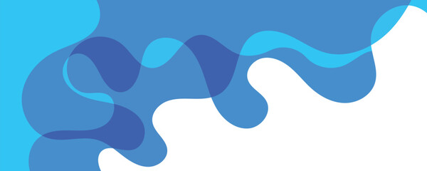 Abstract Blue Water Wave Fluid Background Design Banner with Overlapping Shapes