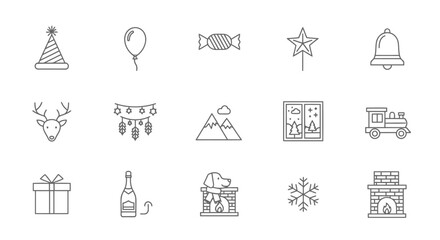 Festive Holiday Cheer Christmas Icon Set for Seasonal Design