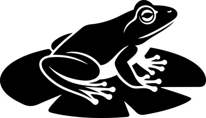 frog sitting on lily pad silhouette vector illustration