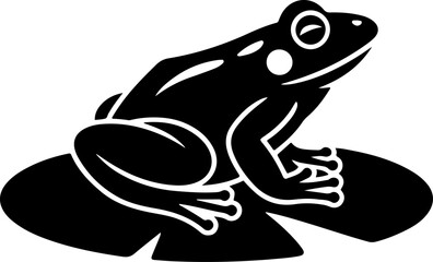 frog sitting on lily pad silhouette vector illustration