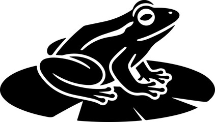 frog sitting on lily pad silhouette vector illustration
