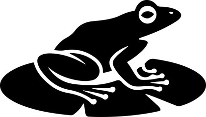 frog sitting on lily pad silhouette vector illustration