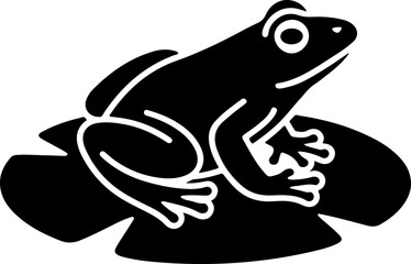 frog sitting on lily pad silhouette vector illustration