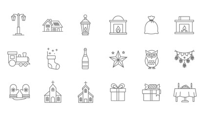 Festive Christmas Vector Icons Set Holiday Traditions & Celebrations