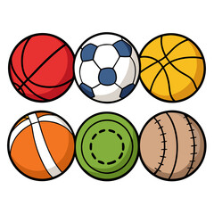 Obraz premium Set of colorful cartoon sports balls for various games and activities