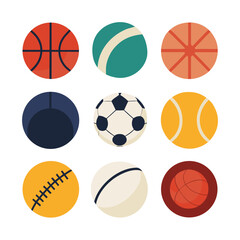 Fototapeta premium Collection of Nine Different Sports Balls