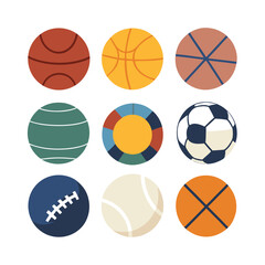 Fototapeta premium Colorful Sports Balls Icon Set