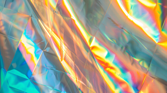 Iridescent Holographic Surface with Rainbow Light Reflections