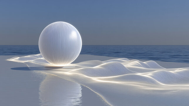 Glowing Sphere on Wavy Surface