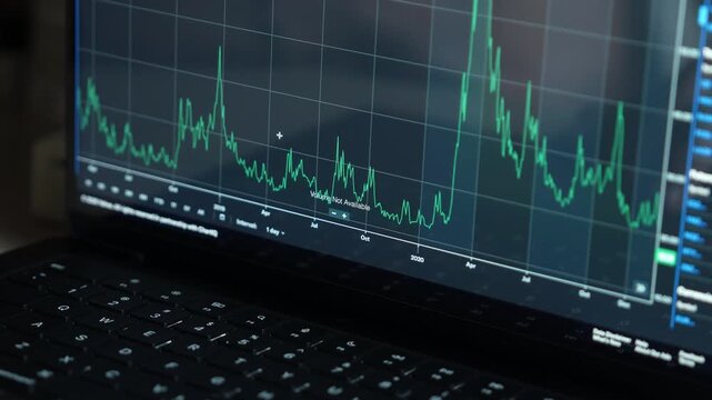 Business man trader investor analyst using laptop analytics for cryptocurrency financial stock market analysis analyze graph trading data index investment growth chart on screen. - Powered by Adobe