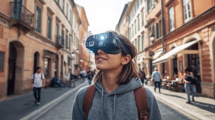 Exploring the City with VR Headset