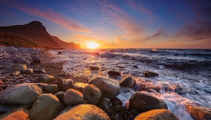 Sunset At The Rocky Beach