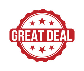 GREAT DEAL text written on red round stamp sign. great deal  sign, logo, badge, icon, sticker, label, emblem, stamp, symbol isolated illustration.
