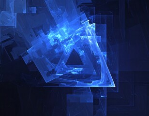 Abstract geometric design featuring nested blue shapes, creating a visual depth