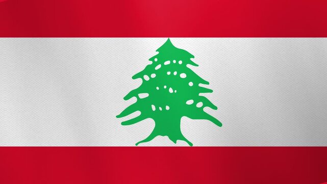The national flag of Lebanon, featuring a green cedar tree centered on a white stripe between two red horizontal bands, symbolizing peace and sacrifice.
