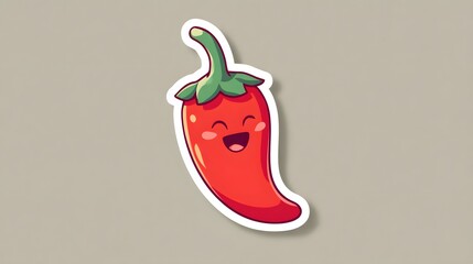 Charming 2D Animated Plump Red Chili Sticker with Expressive Face, Radiating Laughter and Warmth in Modern Design