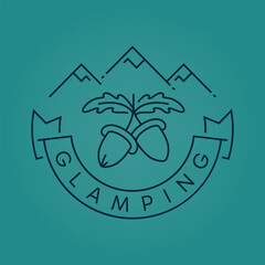 Glamping pine logo with outdoor camping theme