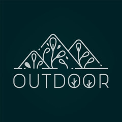 Outdoor mountain plant logo in monoline style