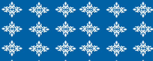 Indian Mughal seamless border ornament pattern in blue and beige | Traditional floral geometric design for wedding card, textile, or invitation background