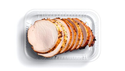 Sliced meat roast presented in a clear plastic container