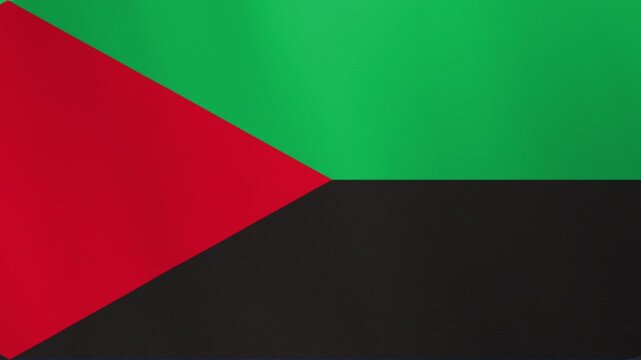 The flag of Balochistan, featuring a red triangle with horizontal green and black sections.