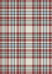 Plaid fabric pattern, blue, brown, cream, seamless for textiles, and for designing clothes, skirts or decorative fabrics. Vector illustration.