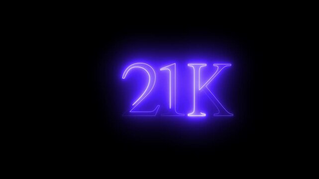 Bright Red Neon 21K Number Text on Dark Background &ndash; Modern Cyberpunk Style Digital 4k neon,  neon text, 