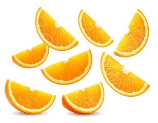 Sliced oranges fruit isolated on white background