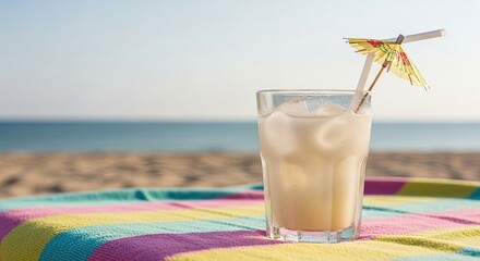 Refreshing Beachside Beverage: A Summertime Delight with a Tropical Flair and a Relaxing Vacation Vibe for Sunny Days and Happy