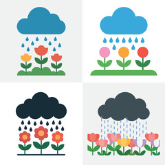 Obraz premium Weather and Cloud Icon Set Vector Illustration