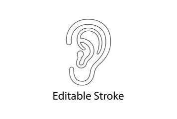 human ear editable stroke line icon vector, human ear line art vector illustration
