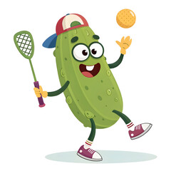 Obraz premium vector illustration pickle playing picklebal masco