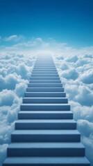 Ascend to the Future: Stairway of Clouds Leading to a Bright Horizon in Ethereal Morning Light, Symbolizing Ambition and Hopefulness