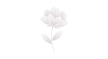 Elegant light gray peony flower illustration on white background.