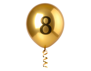 High-Gloss Gold Foil Balloon with Spiraled Ribbon – Luxury Celebration PNG