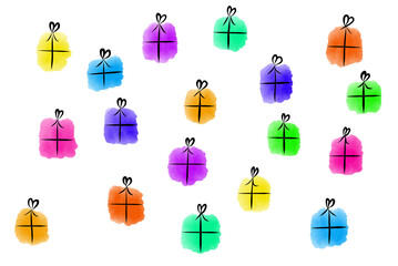 Digital gezeichnete Geschenke im Aquarell Stil 
