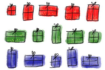 Digital gezeichnete Geschenke im Aquarell Stil 