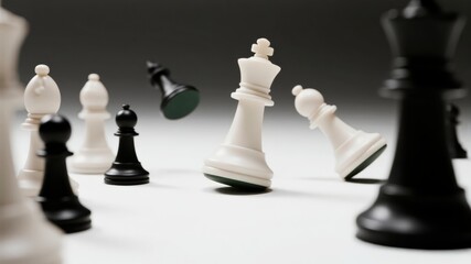 Abstract Chess Pieces Floating Minimalist Creative Concept