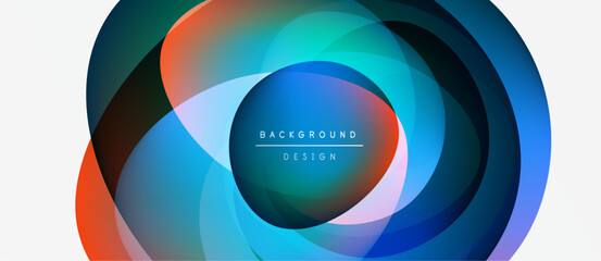 Abstract colorful overlapping circles create dynamic background. Text reads background design centered within composition.