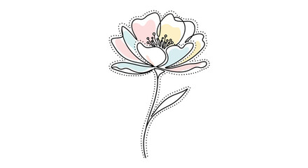 Watercolor Flower Illustration with Delicate Pastel Colors.