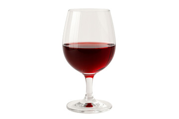 A crystal glass filled with a rich red wine. The wine sits in the elegant stemmed glass, a symbol of pleasure