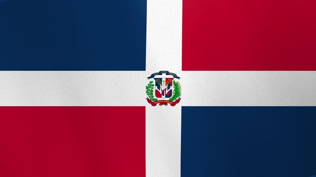 The flag of Dominican Republic. Realistic waving animation. Standard color. Seamless 4K video footage. Detailed cloth texture, natural