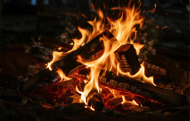 Fototapeta premium The image of burning firewood for warmth. Ignition. Fire. Burning. Heating. Winter.