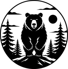 Bear in the wilderness Black silhouette Vector Art © CraftB