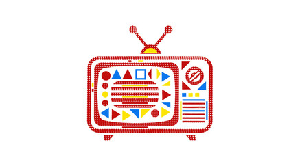 Retro Television with Colorful Geometric Shapes Display.