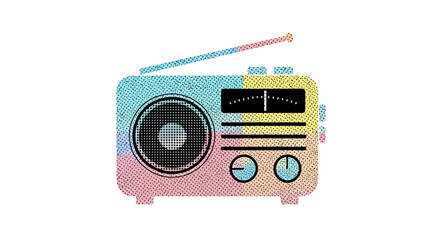 Retro Radio with Colorful Abstract Pattern.