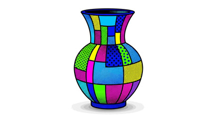 Colorful Geometric Patterned Vase.